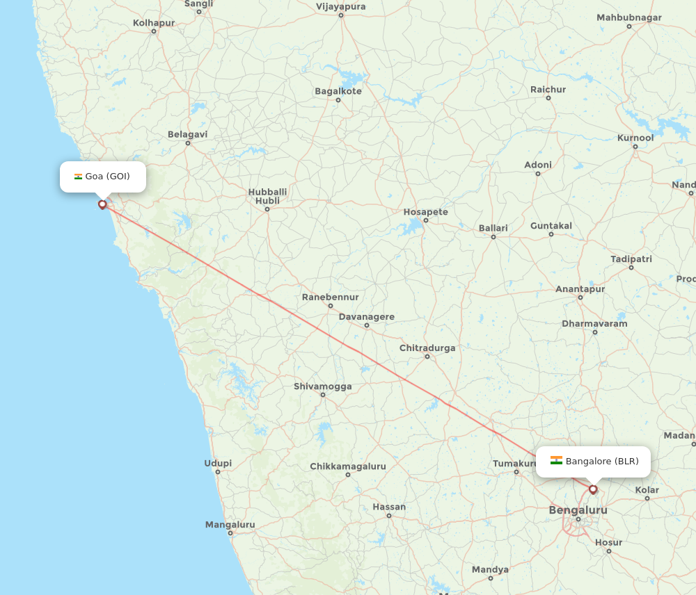 GOI to BLR flights and routes map