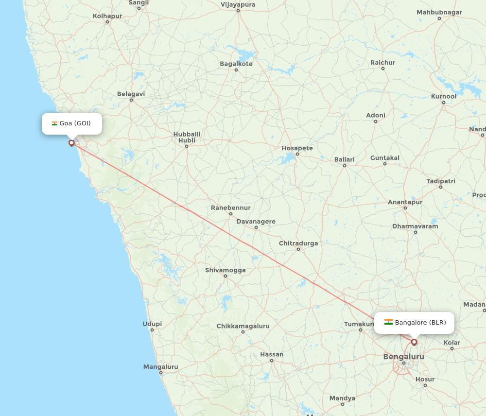 GOI to BLR flights and routes map