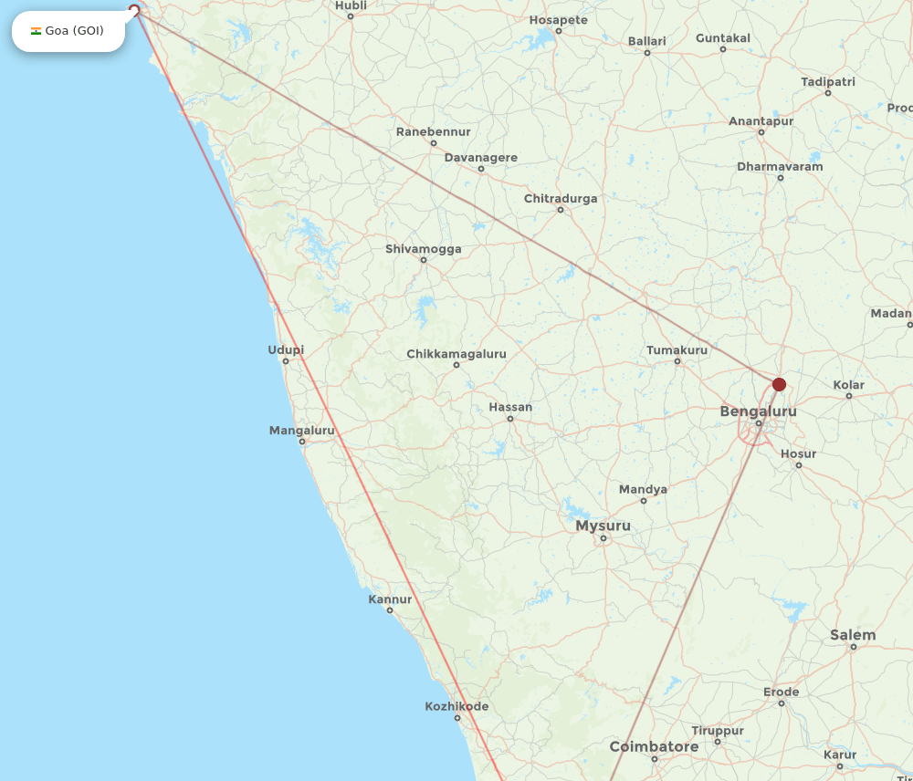 GOI-COK flight routes