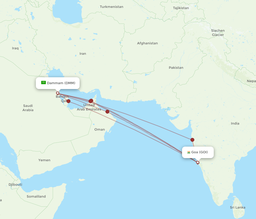 GOI-DMM flight routes