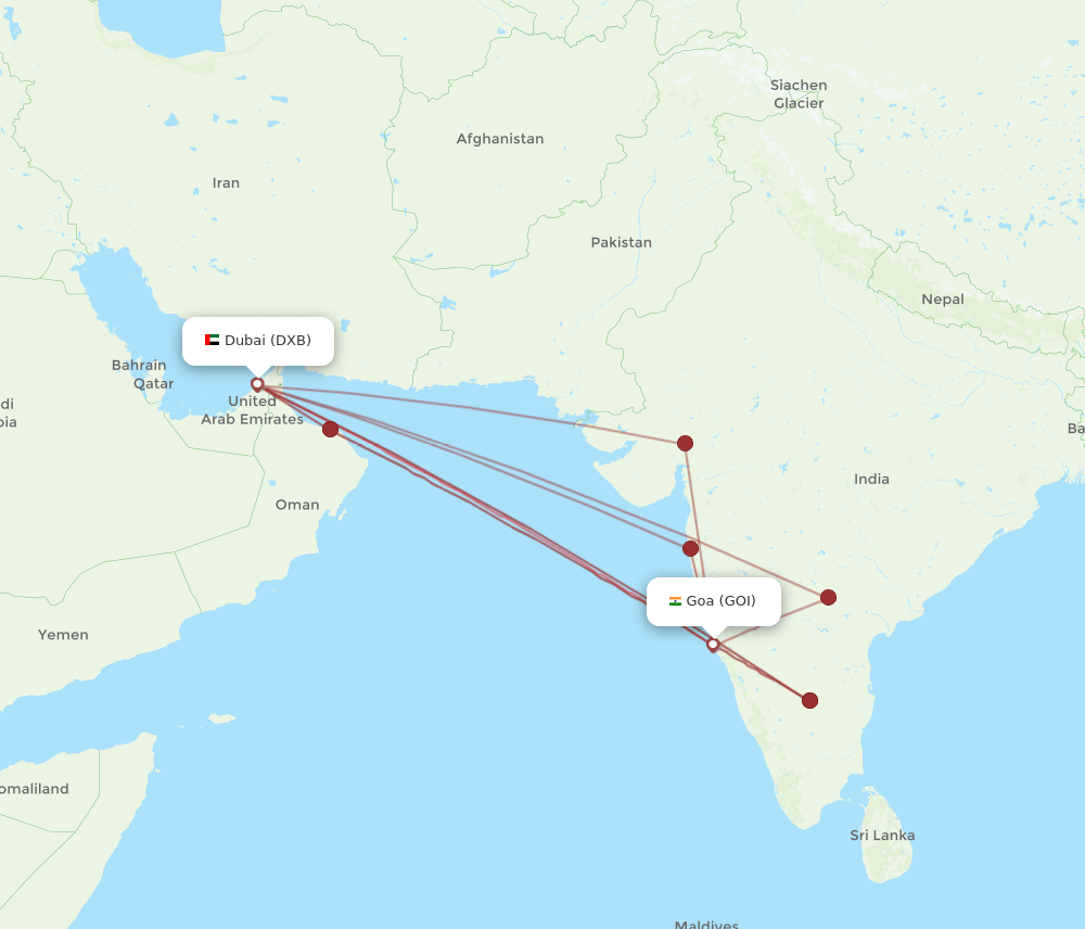GOI-DXB flight routes