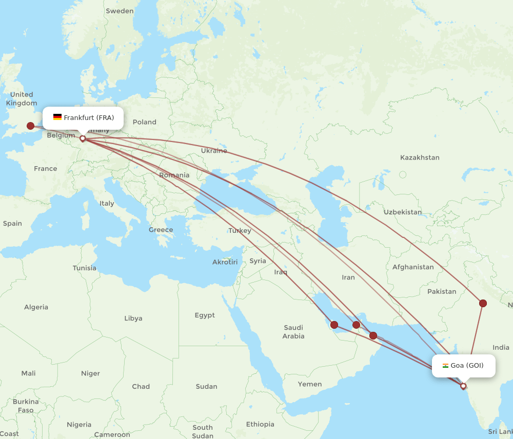 GOI-FRA flight routes