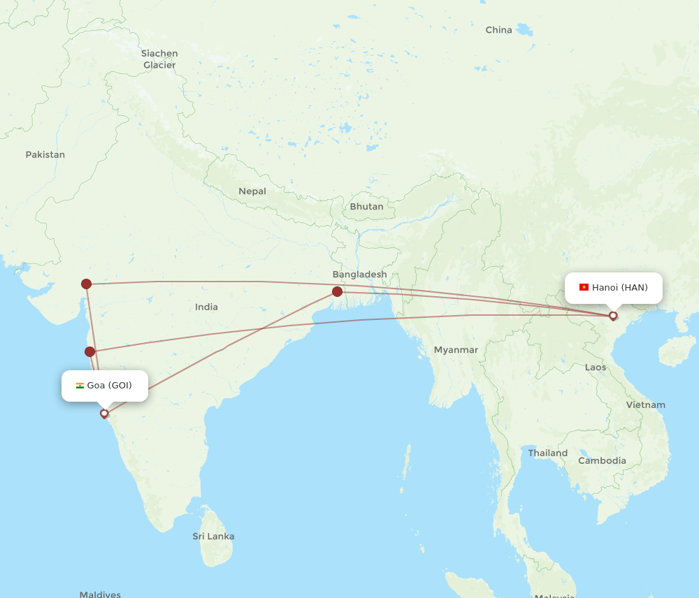 GOI-HAN flight routes