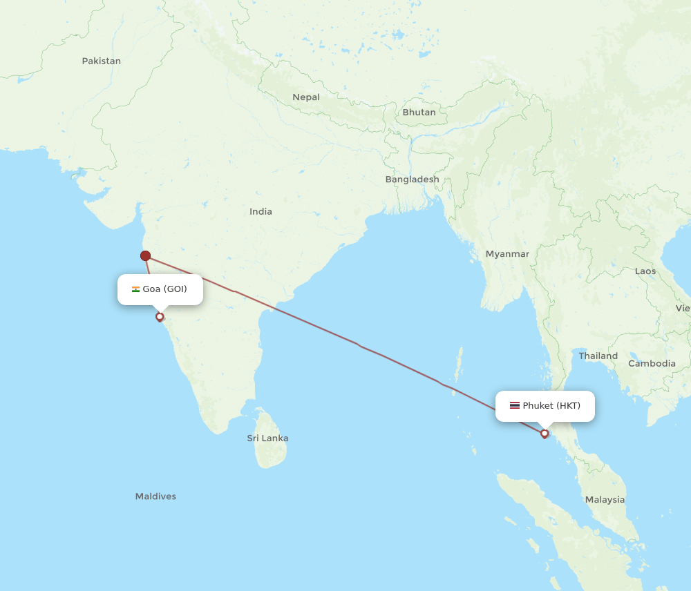 GOI-HKT flight routes