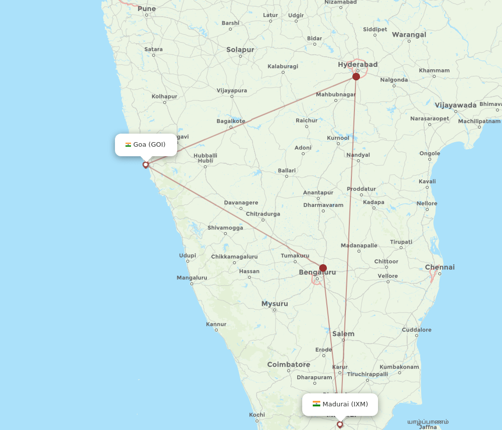 GOI-IXM flight routes