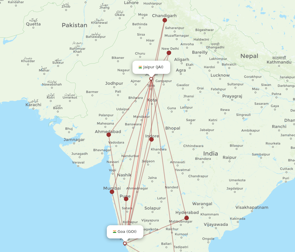GOI-JAI flight routes
