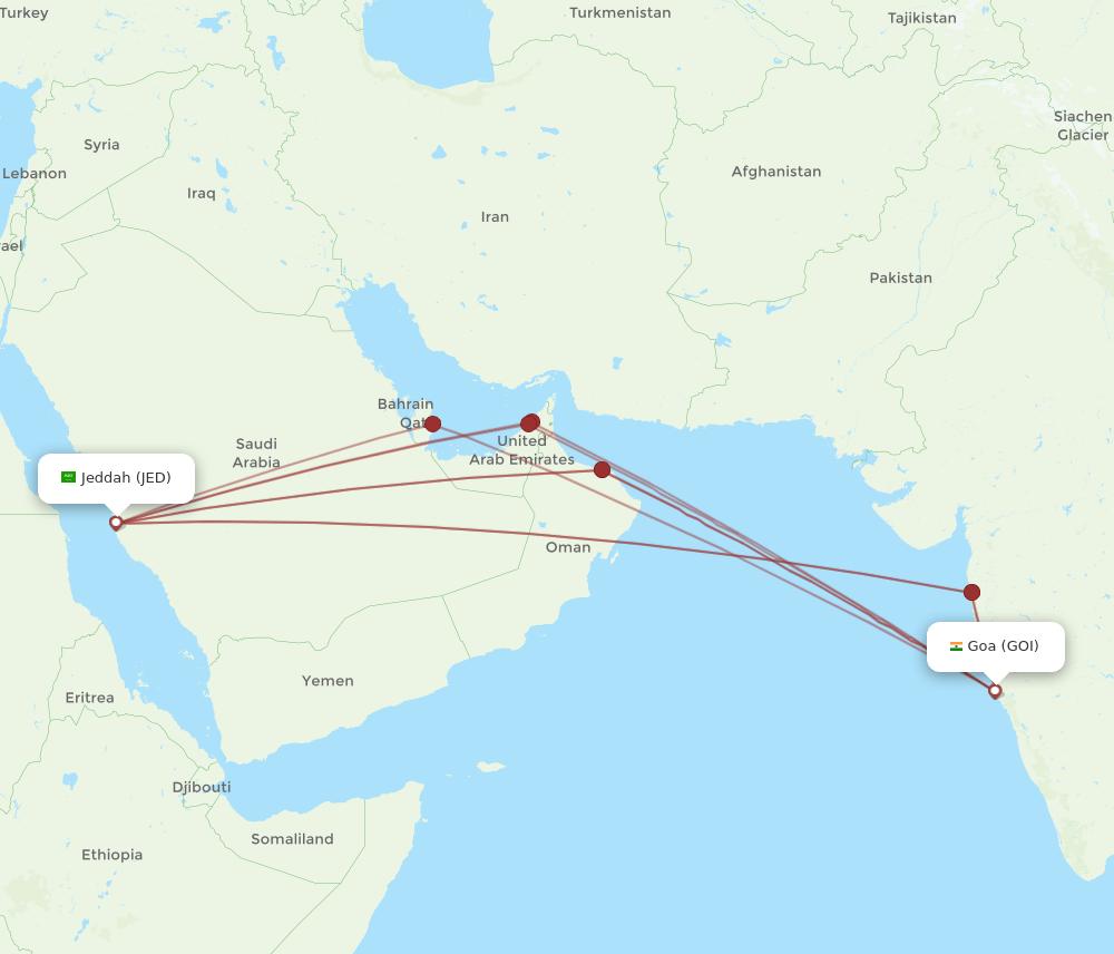 GOI-JED flight routes