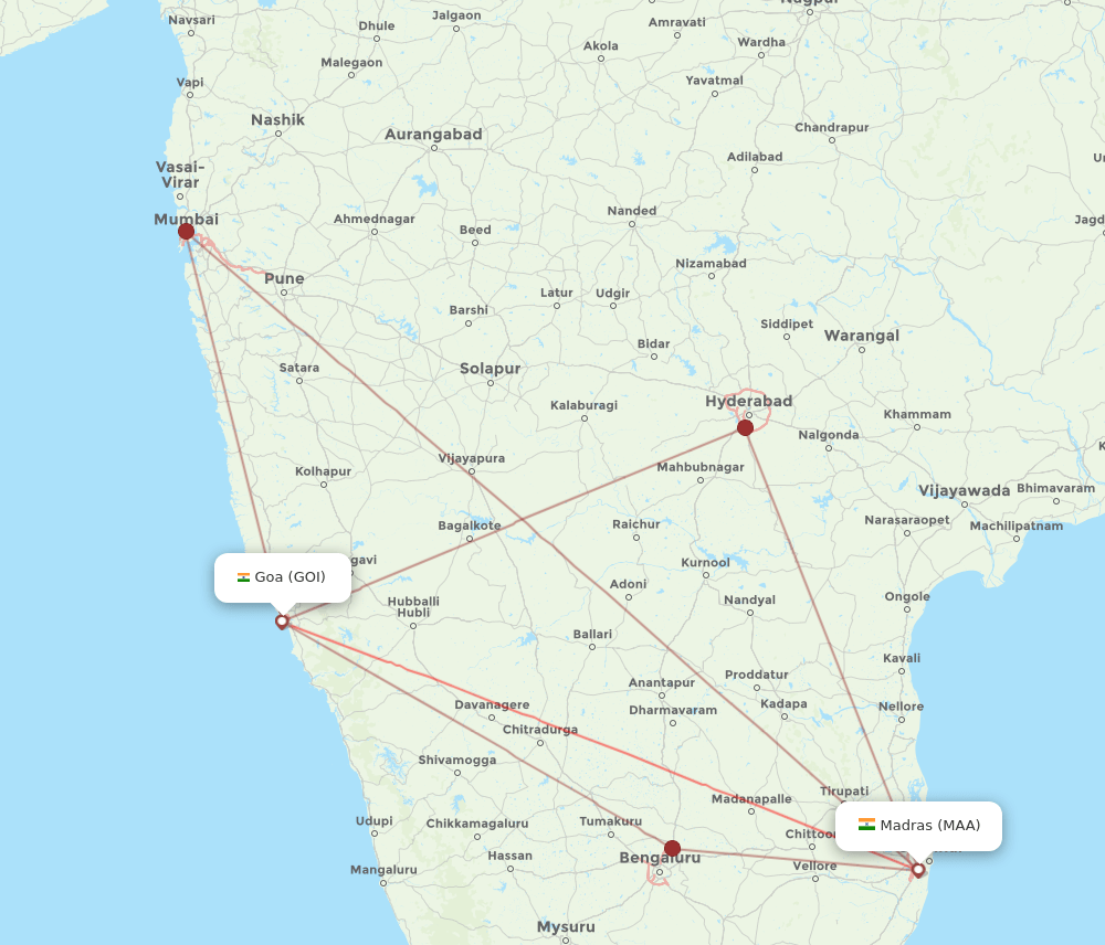 GOI-MAA flight routes