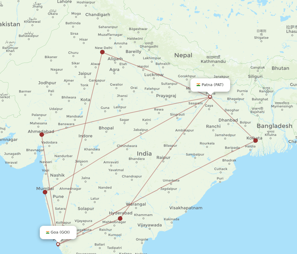 GOI-PAT flight routes