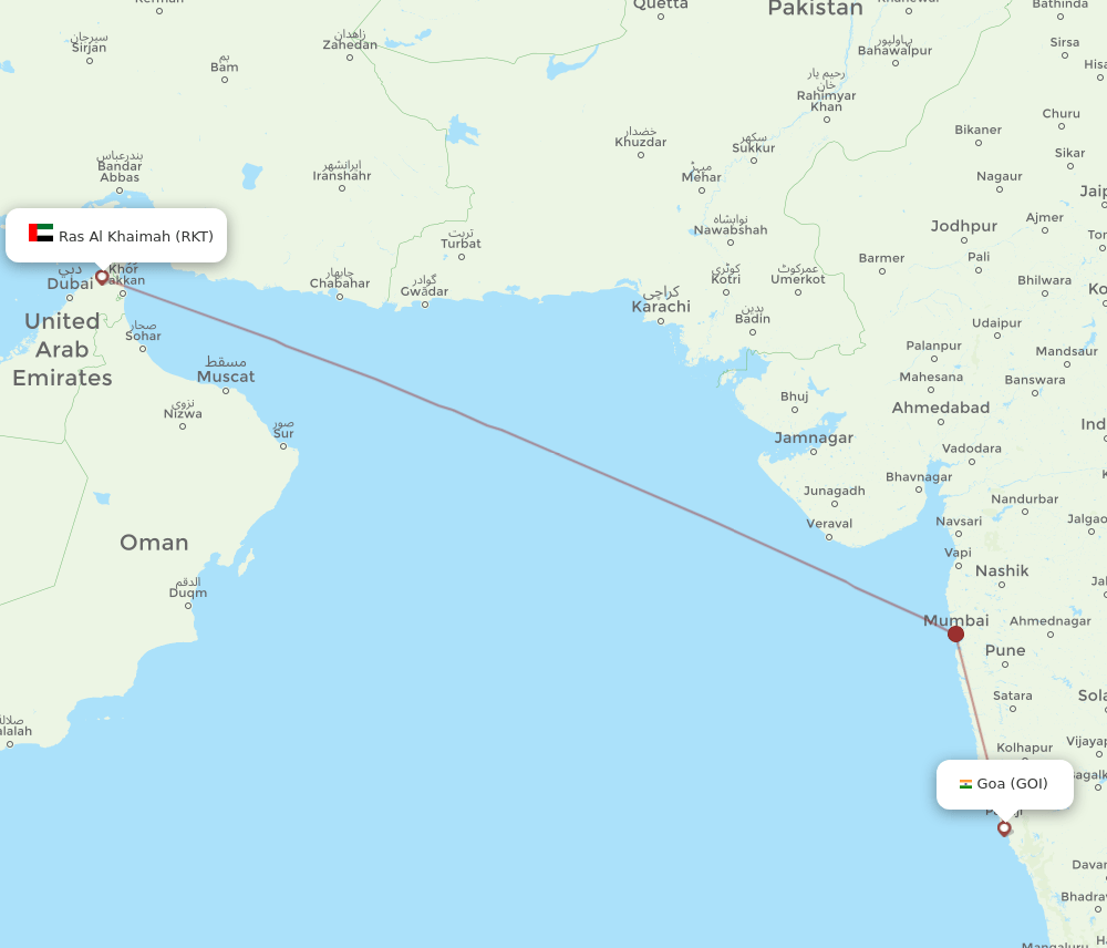 GOI-RKT flight routes
