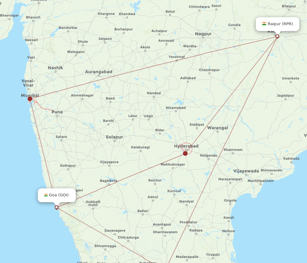 GOI-RPR flight routes