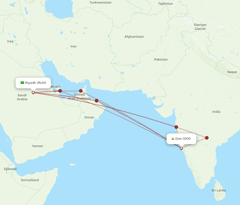 GOI-RUH flight routes
