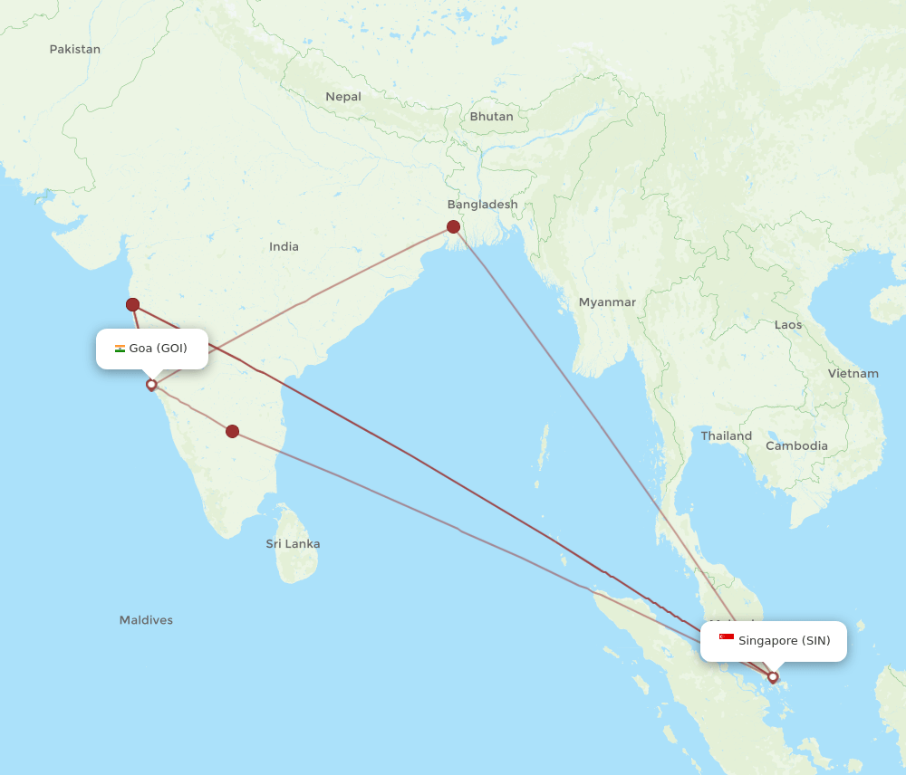 GOI-SIN flight routes