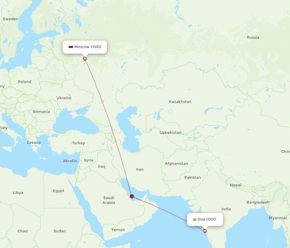 GOI-SVO flight routes