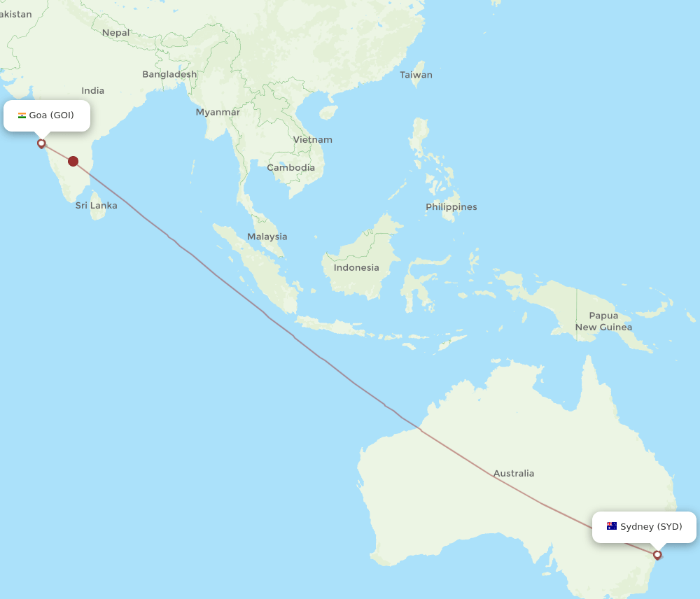 GOI-SYD flight routes