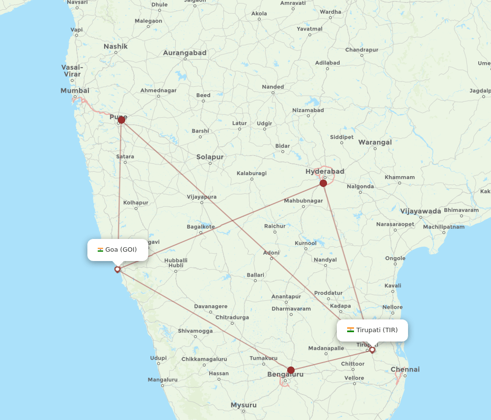 GOI-TIR flight routes