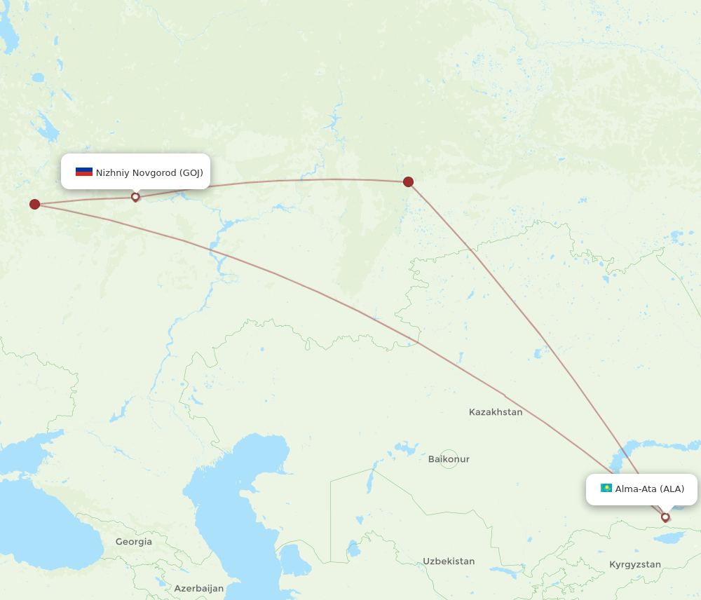 GOJ-ALA flight routes