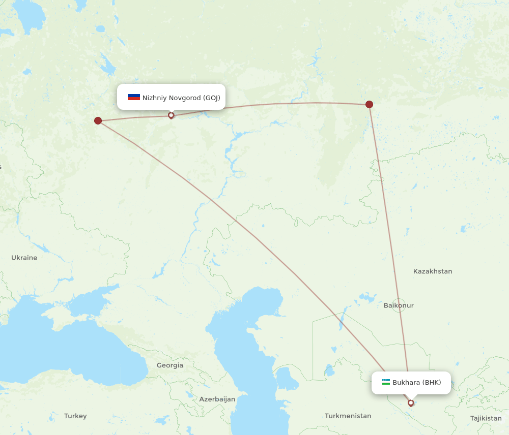 GOJ to BHK flights and routes map