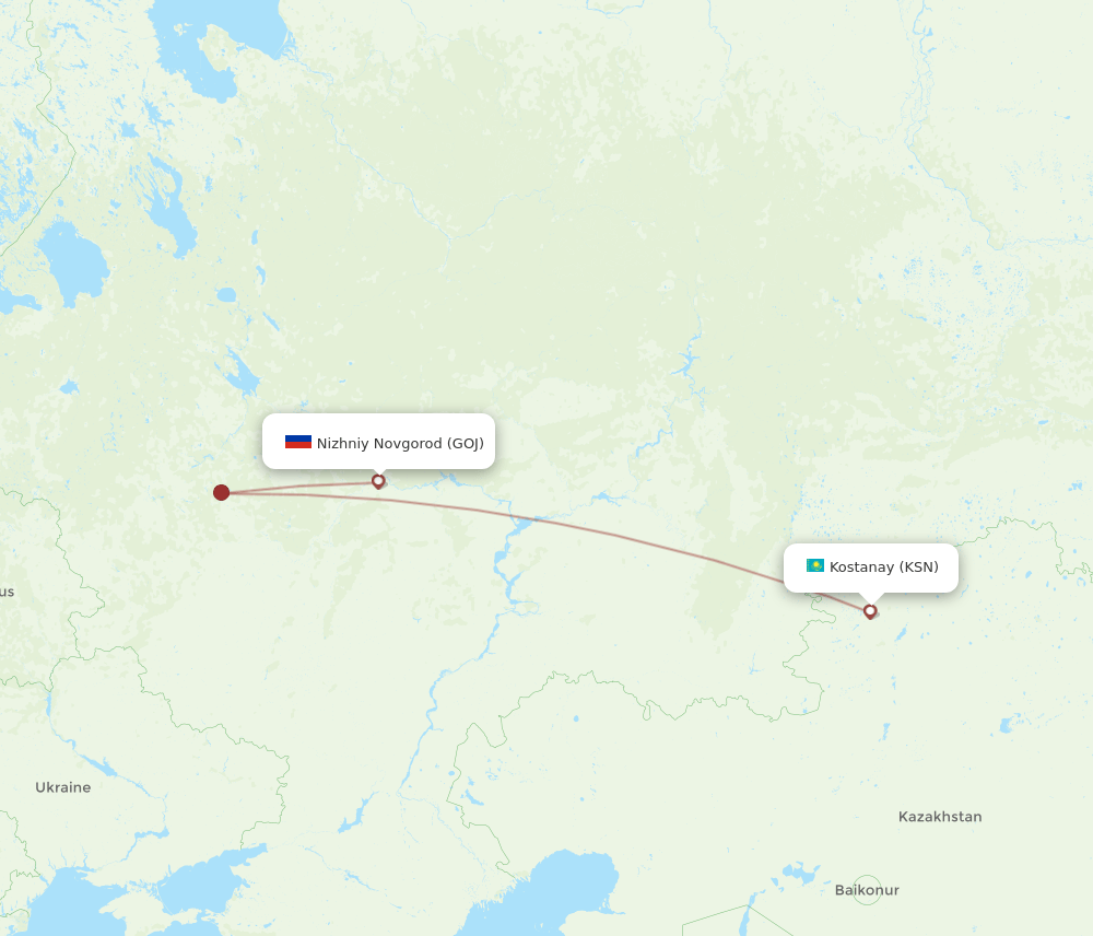 GOJ-KSN flight routes
