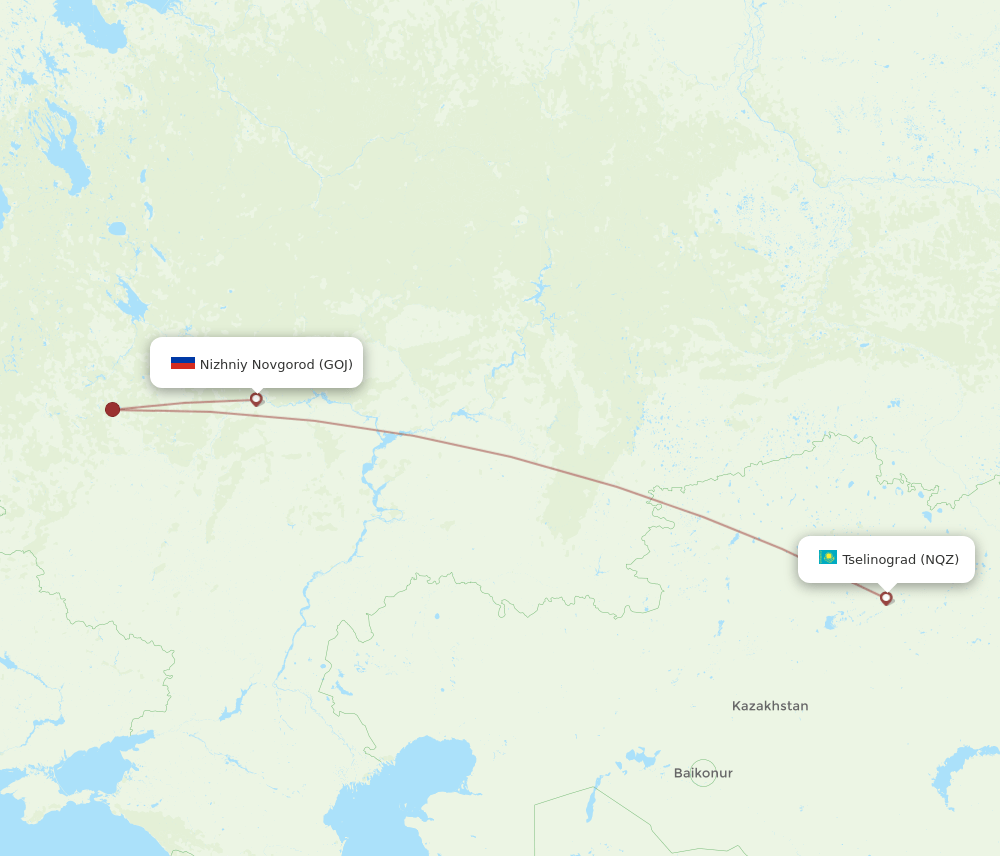 GOJ-NQZ flight routes