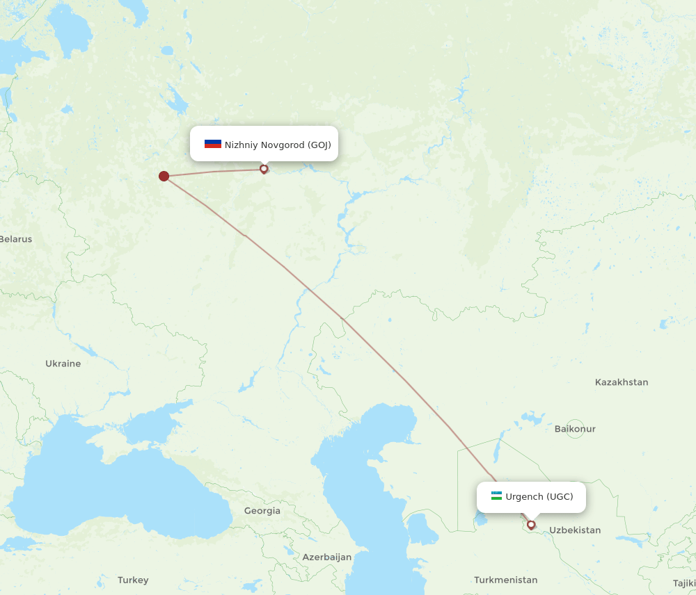 GOJ-UGC flight routes