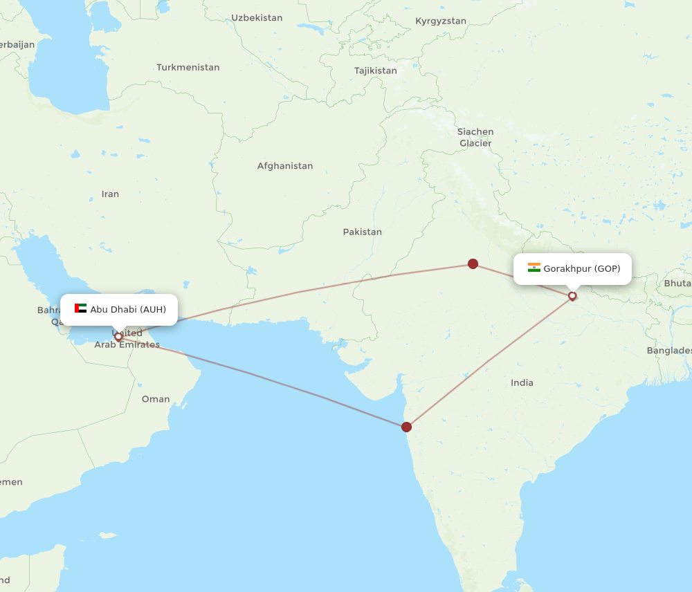 GOP-AUH flight routes