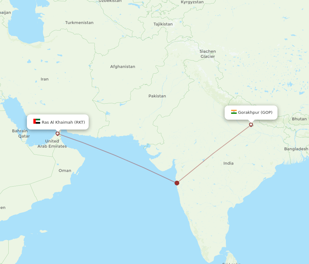 GOP to RKT flights and routes map