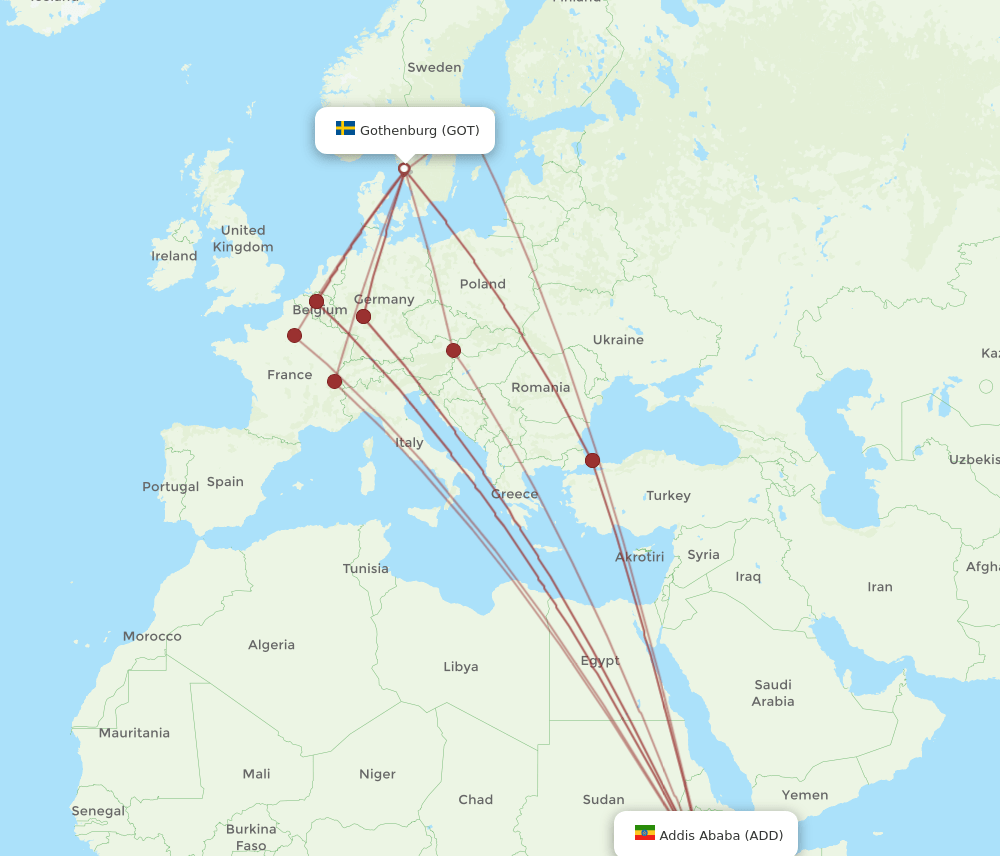 GOT-ADD flight routes