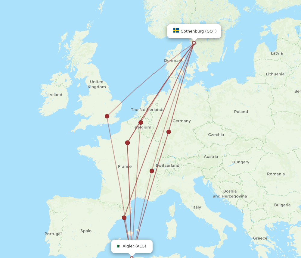GOT-ALG flight routes