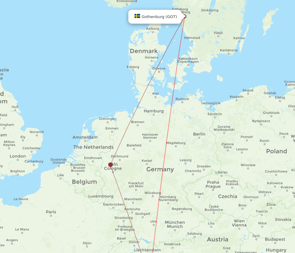 GOT-BGY flight routes