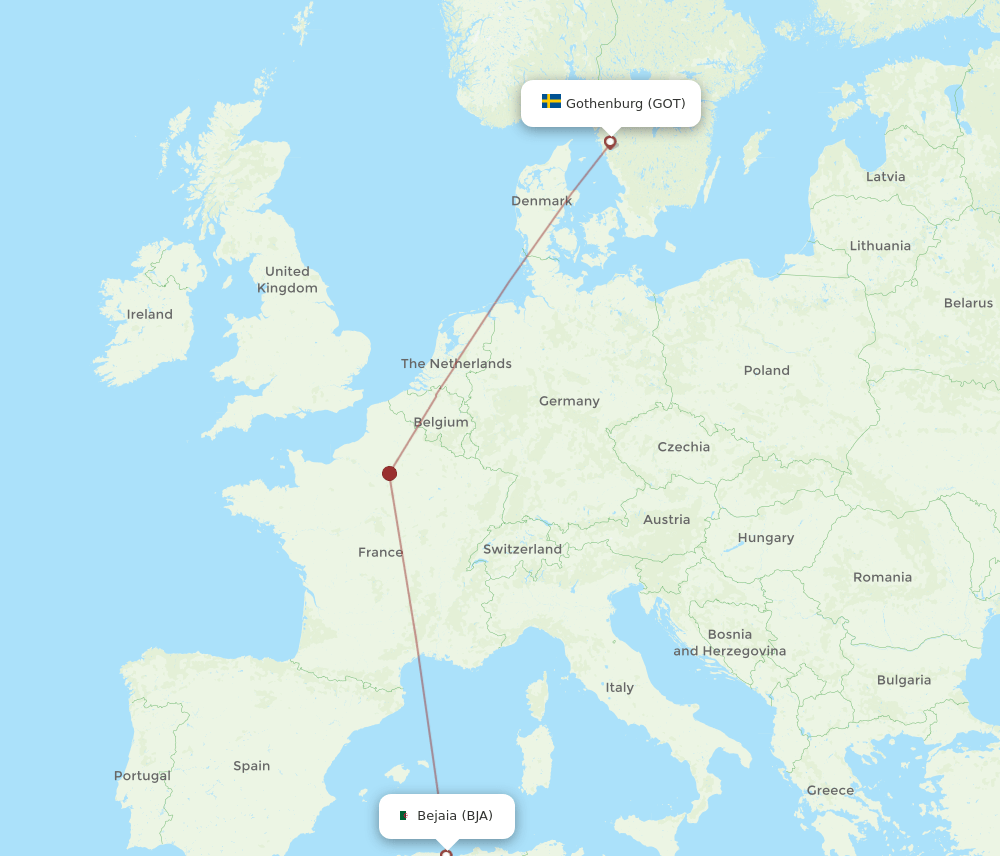 GOT-BJA flight routes