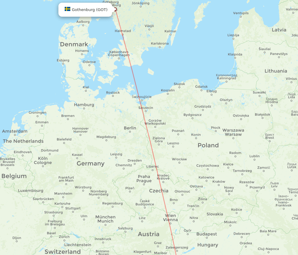 GOT-BNX flight routes