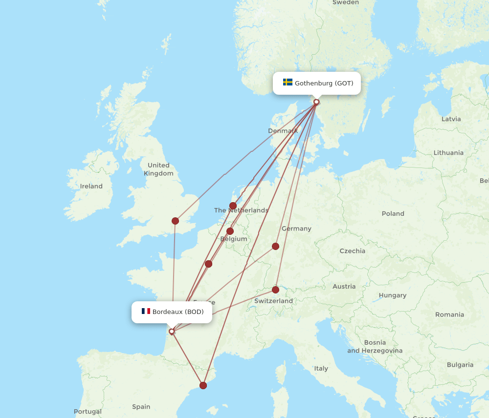 GOT-BOD flight routes