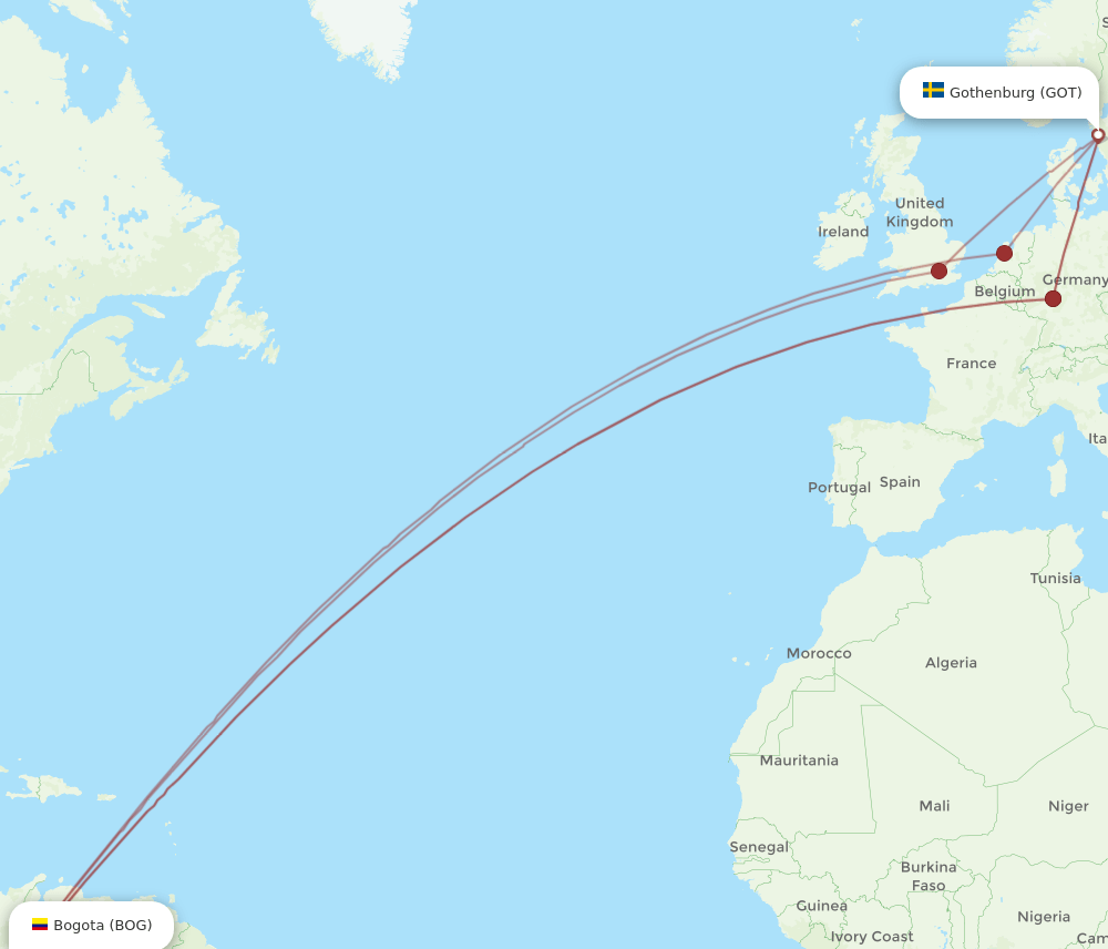 GOT-BOG flight routes