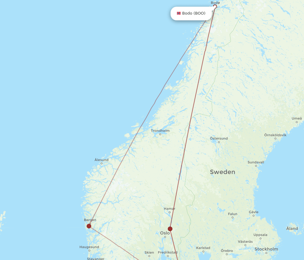 GOT to BOO flights and routes map