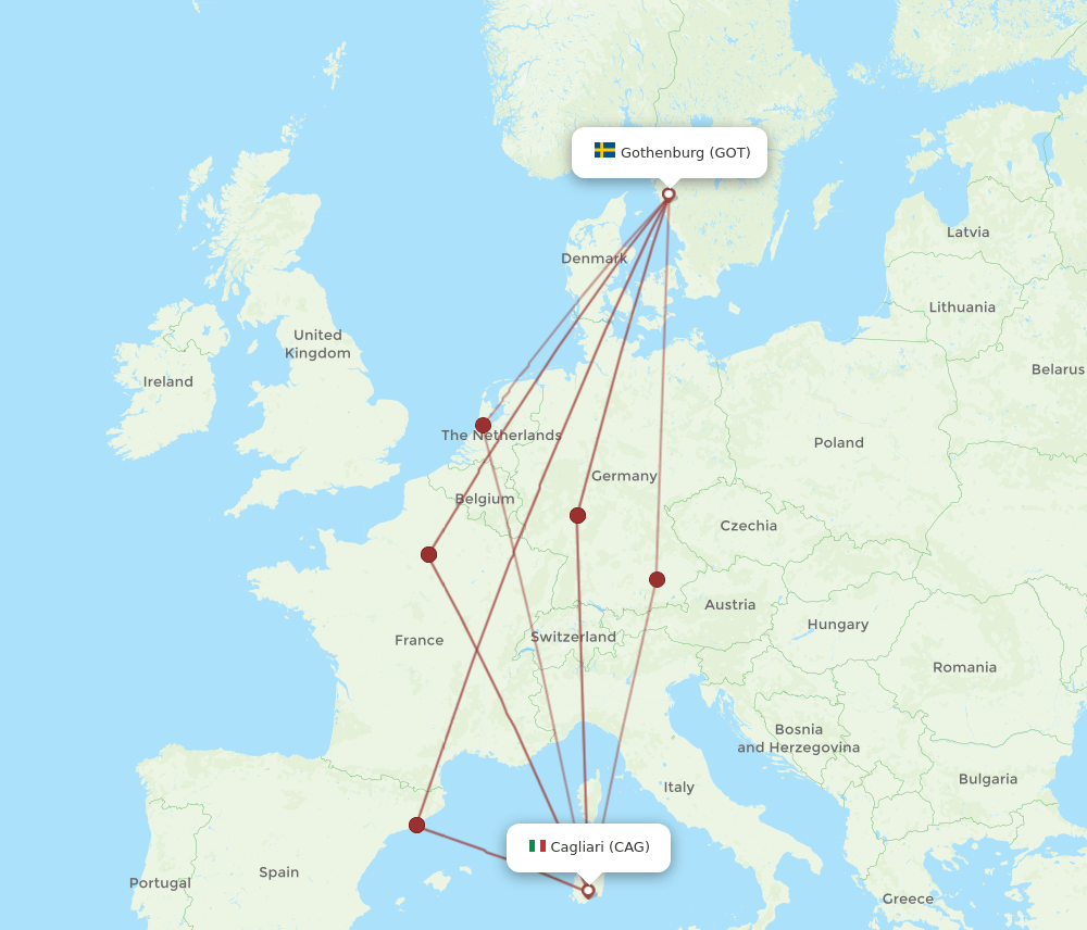 GOT-CAG flight routes