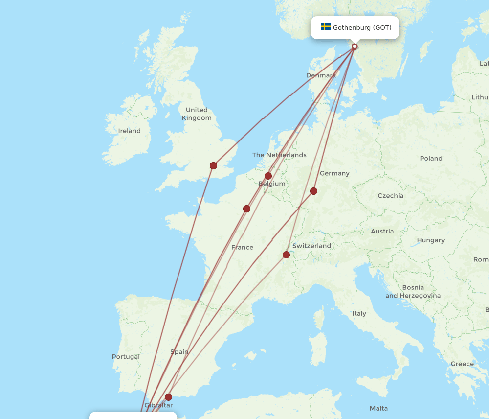 GOT to CMN flights and routes map
