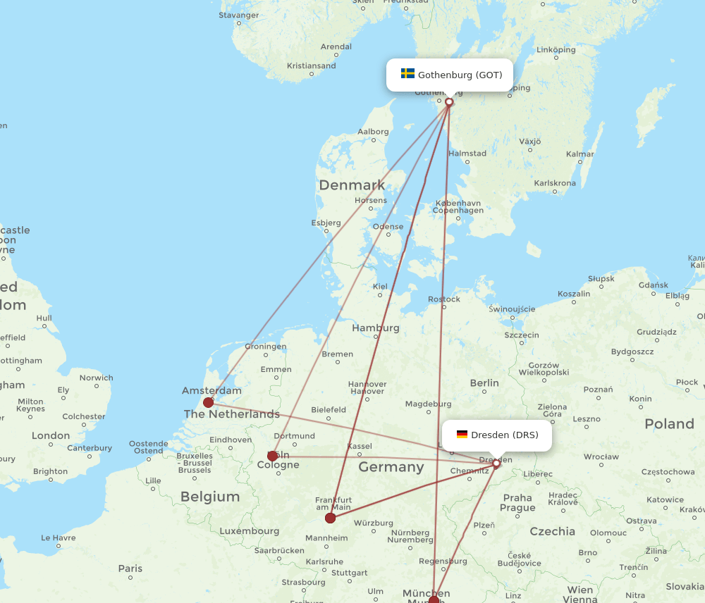 GOT-DRS flight routes