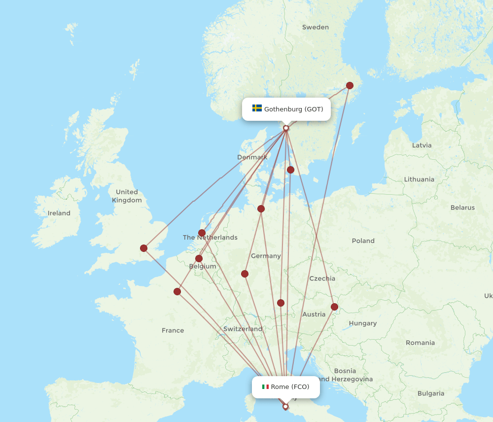 GOT-FCO flight routes