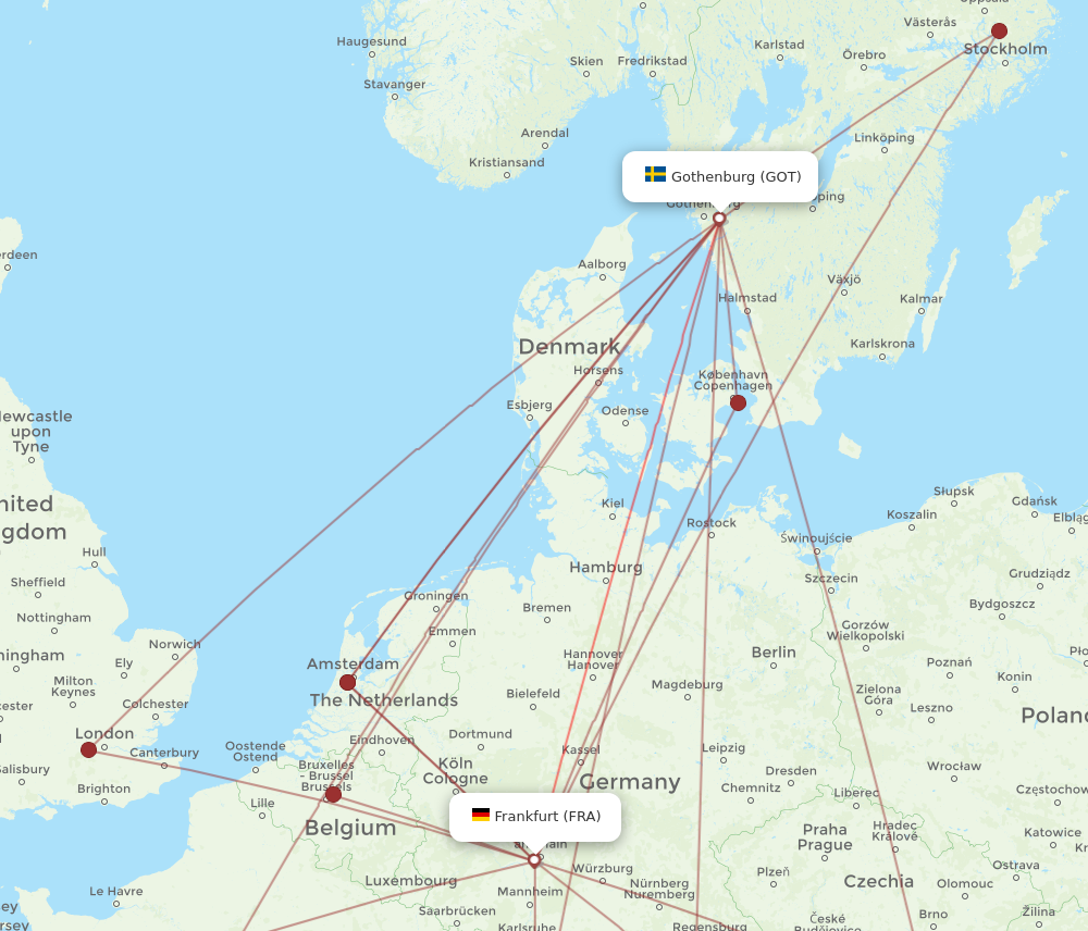 GOT to FRA flights and routes map
