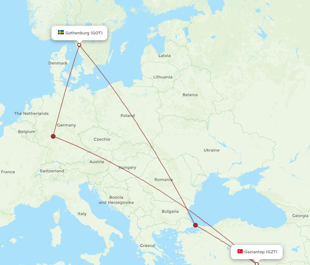 GOT-GZT flight routes