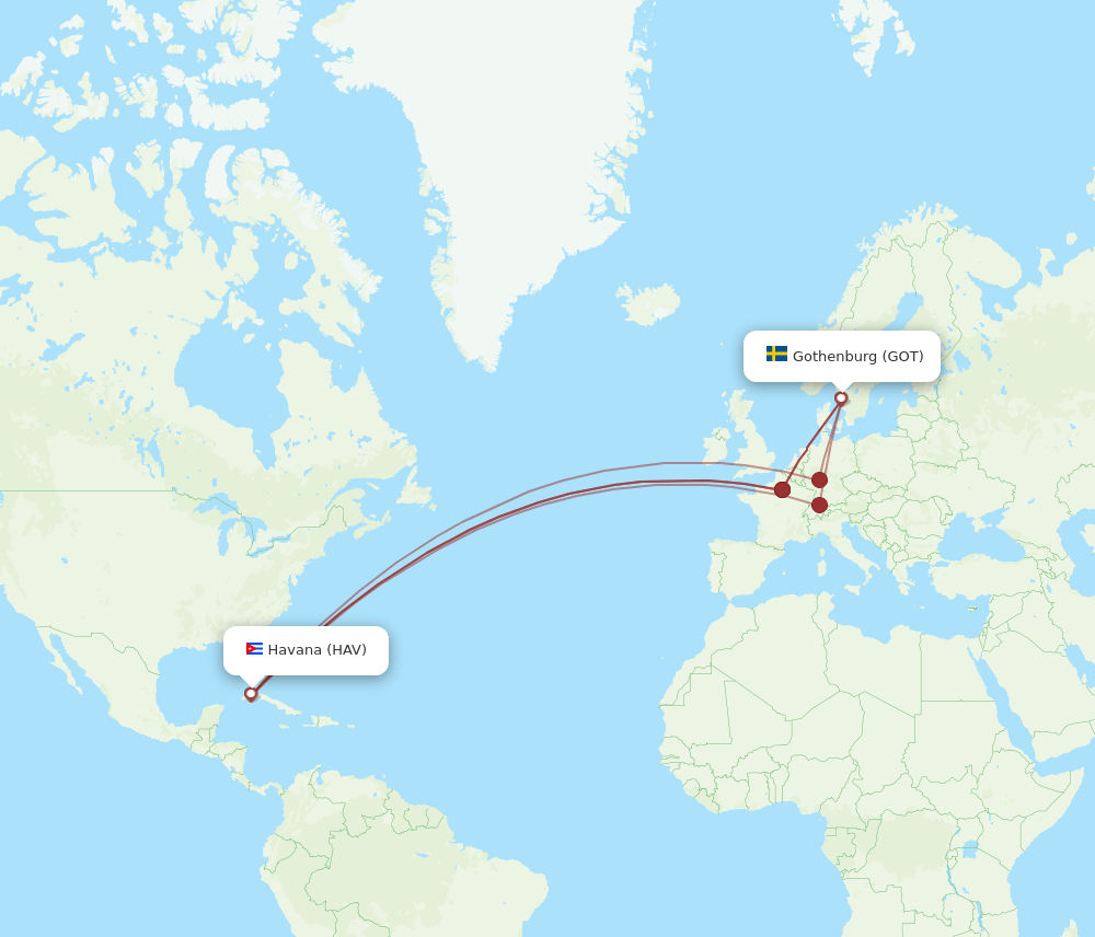 GOT to HAV flights and routes map