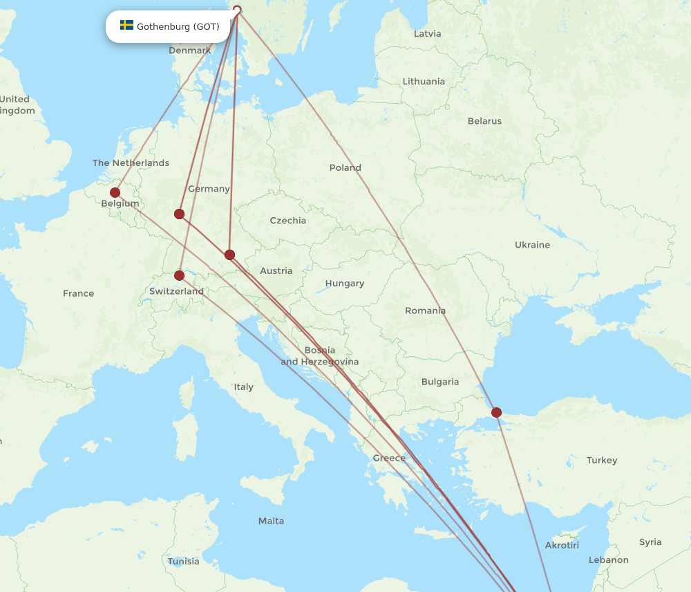 GOT-HRG flight routes