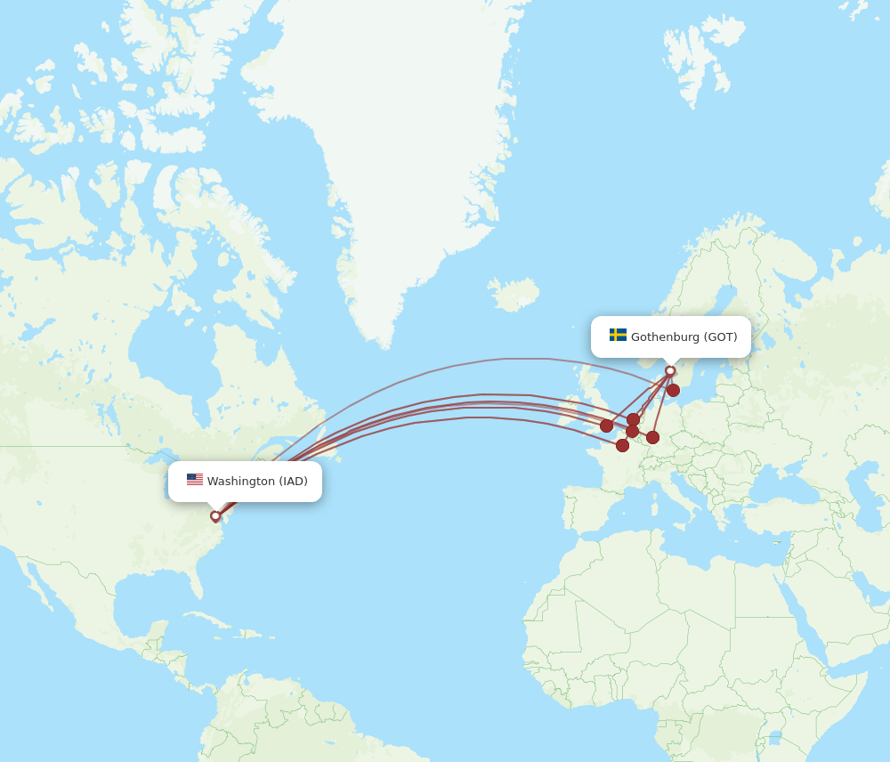 GOT to IAD flights and routes map