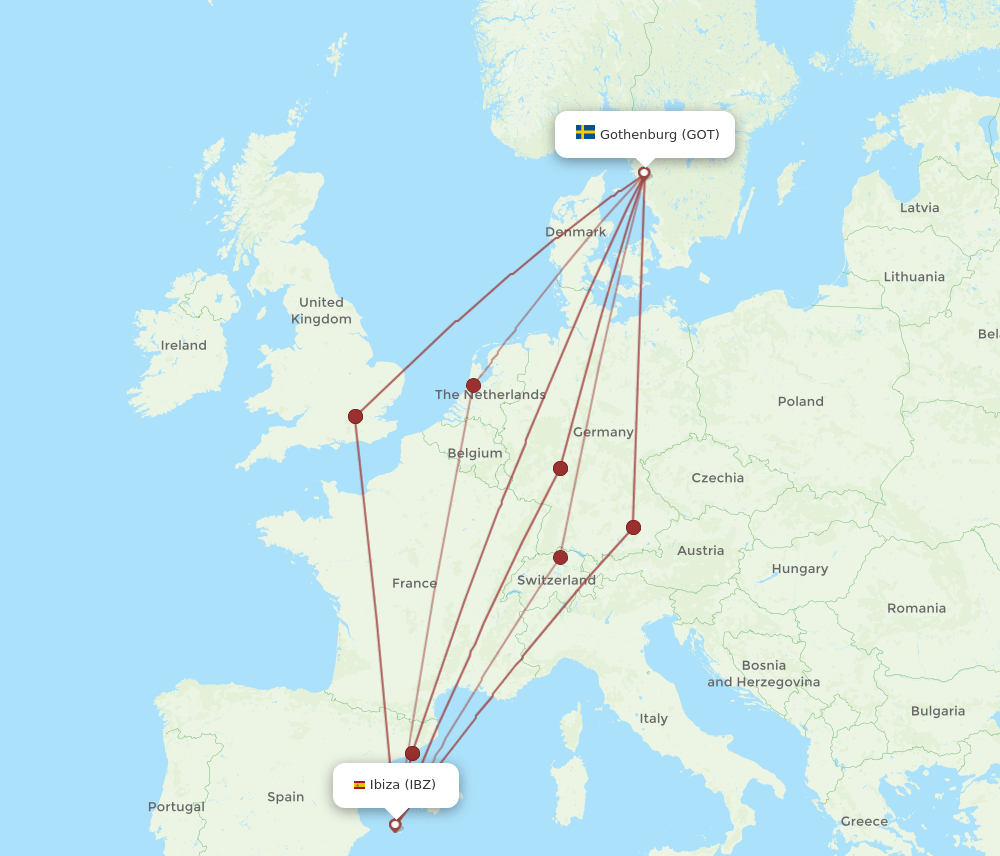 GOT-IBZ flight routes