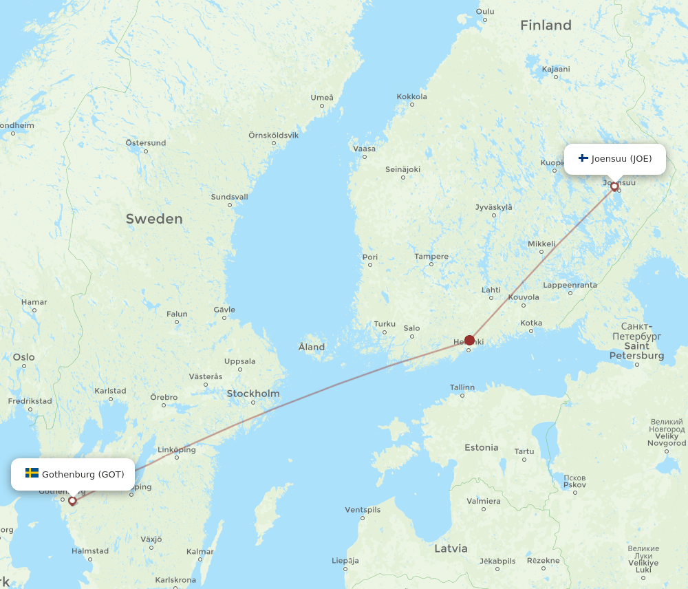 GOT to JOE flights and routes map
