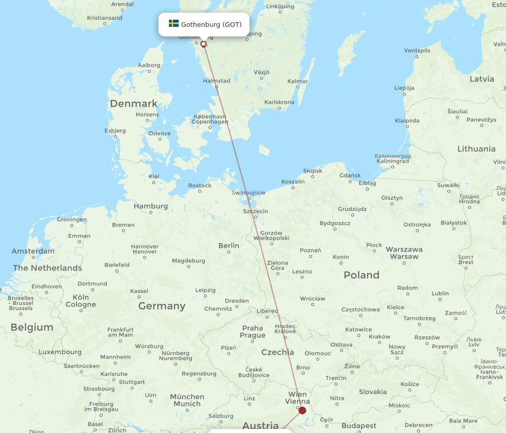 GOT-KLU flight routes