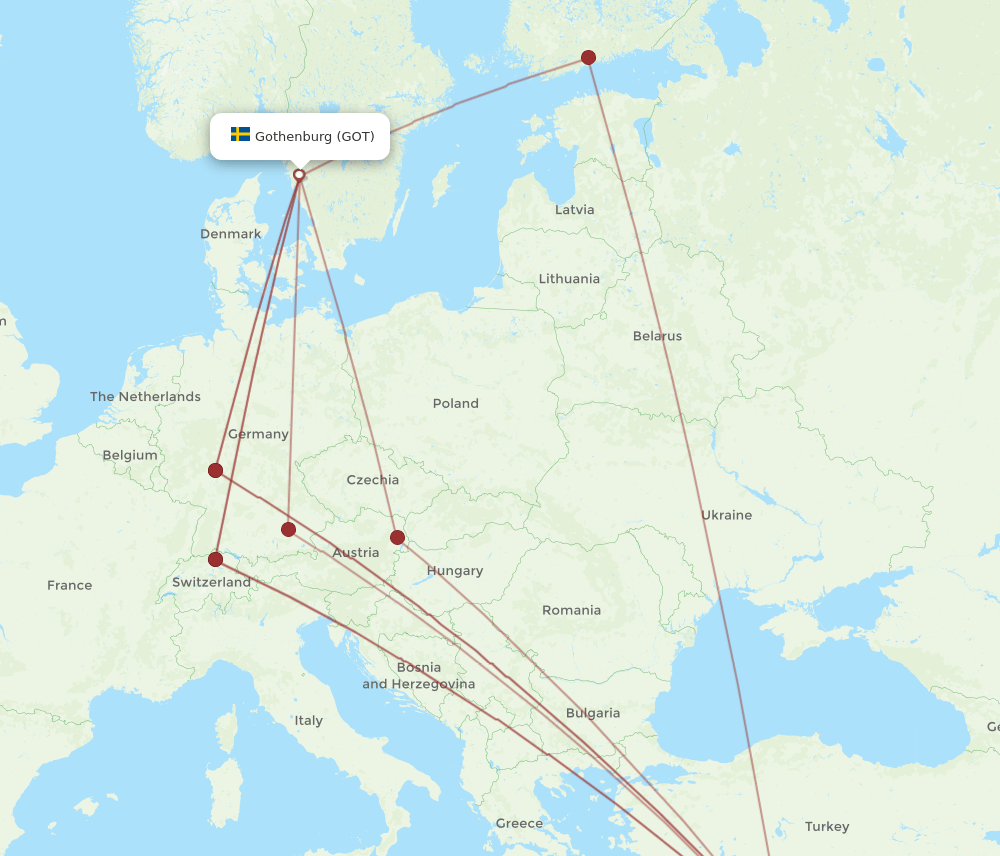 GOT-LCA flight routes