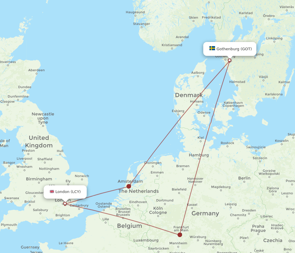 GOT-LCY flight routes