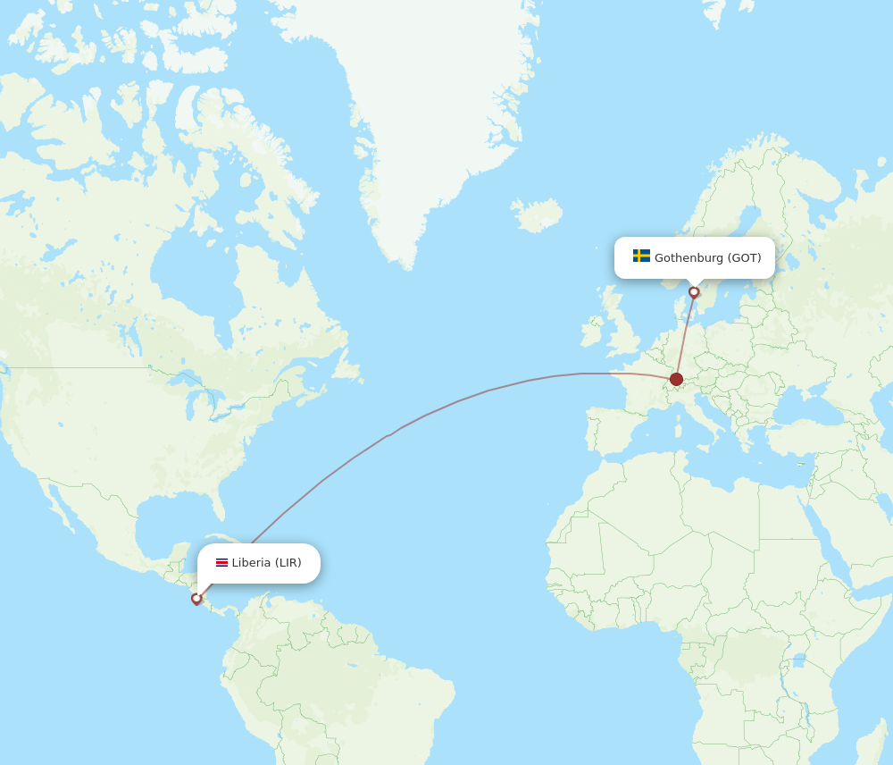 GOT-LIR flight routes